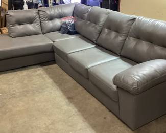 ASHLEY FURNITURE DONLEN 2-PIECE FAUX LEATHER GREY SECTIONAL NO SHIPPING PICKUP ONLY