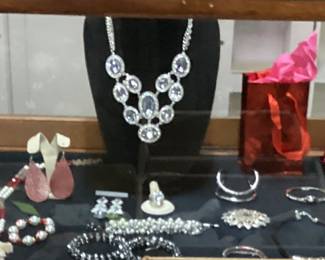 LARGE ASSORTED VALENTINES COSTUME JEWELRY LOT, NECKLACES, BRACELETS, RINGS, EARRINGS, CHICOS, J CREW, ETC.