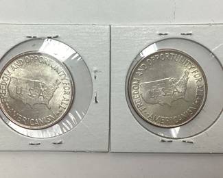 2) 1952 WASHINGTON CARVER, BOOKER T WASHINGTON 50C IN CELEBRATION OF BLACK HISTORY MONTH WE ARE PROUD TO FEATURE THESE WONDER SILVER COINS. THESE COINS FEATURE GEORGE WASHINGTON CARVER AND BOOKER T. WASHINGTON. TWO GROUNDBREAKING MEN WE ARE PROUD TO HONOR.