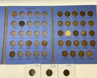 INDIAN HEAD CENT COLLECTION FROM 1864 TO 1909 BOOK NOT COMPLETE