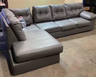 ASHLEY FURNITURE DONLEN 2-PIECE FAUX LEATHER GREY SECTIONAL NO SHIPPING PICKUP ONLY