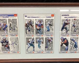 1993 DALLAS COWBOYS, MCDONALDS NFL GAMEDAY CARDS FRAMED, SHEETS 1, 2 & 3