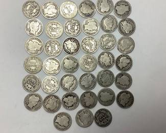 39) BARBER, LIBERTY HEAD SILVER DIMES