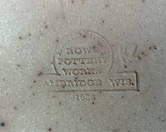 1986 ROWE POTTERY WORKS SALT-GLAZED STONEWARE COBALT BIRD DESIGN CROCK, 8in H NO SHIPPING PICKUP ONLY