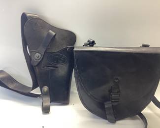 WW2 TANKERS 1911 PISTOL HOLSTER ENGER-KRESS WITH ADDITIONAL LEATHER POUNCH