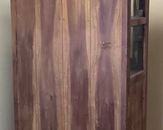 VTG. WOOD DOUBLE ARCH TOP CABINET w GLASS DOORS NO SHIPPING PICKUP ONLY