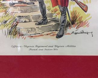 PAIR OF VTG. EUGENE LELIEPVRE PRINTS OF FRENCH & INDIAN WAR SOLDIERS IN UNIFORM