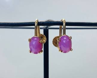 14k PINK STAR SAPPHIRE SCREWBACK EARRINGS 3.69g TREAT YOUR VALENTINES WITH THESE BEAUTIFUL PINK STAR SAPPHIRE EARRINGS
