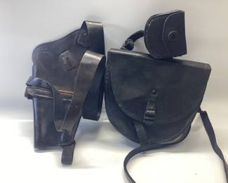 WW2 TANKERS 1911 PISTOL HOLSTER ENGER-KRESS WITH ADDITIONAL LEATHER POUNCH