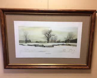 BOB TIMBERLAKE SIGNED #125/1000 LATE SNOW AT RIVERWOOD FRAMED PRINT, 44in by 30in NO SHIPPING PICKUP ONLY