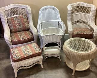 PENNSYLVANIA HOUSE WHITE WICKER PATIO SET, AMERICAN SAMPLER COLLECTION, TIME & AGAIN NO SHIPPING PICKUP ONLY