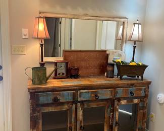 Distressed cabinet, decor