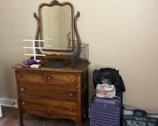 Antique dresser, luggage