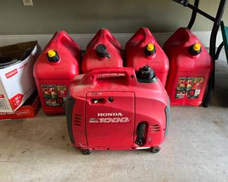 Honda generator, fuel cans 