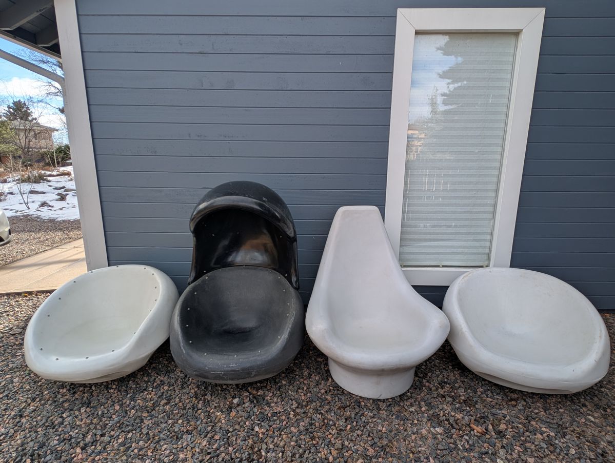 1970's Venture Line Egg Chairs - White Molded Plastic. 