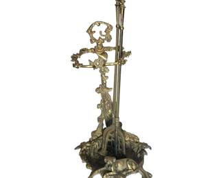 Antique French Brass Fireplace Tools