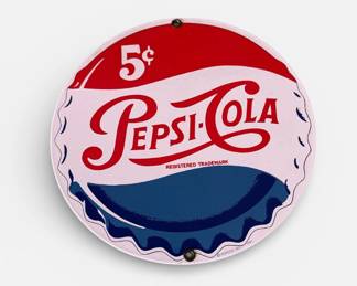 Pepsi Cola Enamel Sign