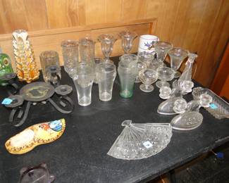 Vintage sundae glasses and a very nice fan serving tray
