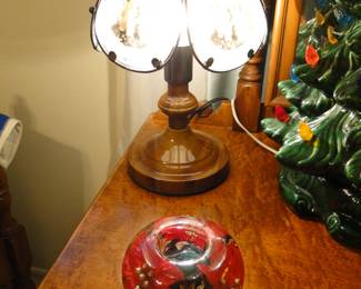 Touch lamp, and wonderful Poinsettia paper weight 