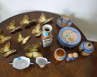 Brass butterflies, and Oriental inspired Luster-ware