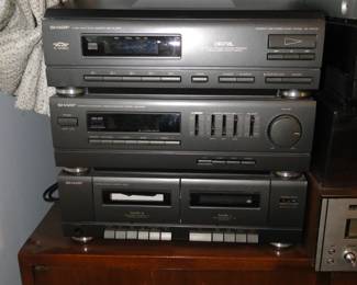 Stack of electronic stereo components