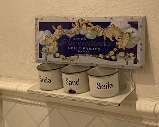 Vintage French enamel Laundry set.