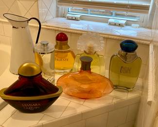 6 Excellent condition Department Store Perfume Display Factice. Guerlain, Samsara. Tiffany, Truest. Cartier. 