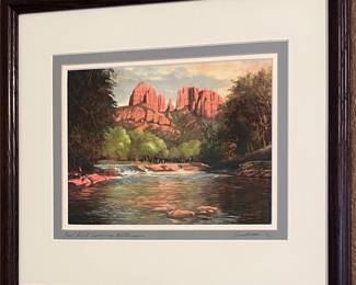 Art Orig Watercolor "Red Rock Crossing" by Erickson