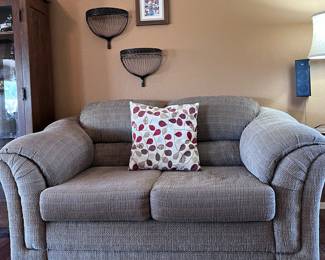 Loveseat, Wall Shelves, Art