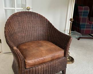 Ethan Allen wicker and leather chair