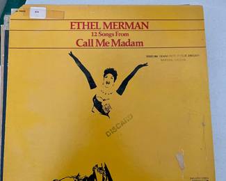 vintage Decca vinyl LP record of Ethel Merman's "12 Songs From Call Me Madam"