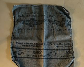 vintage industrial work rag made in the U.S.A., "Cadillac Uniform and Linen Supply" and "Kex National Service".