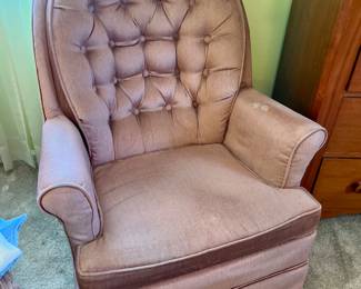 2  Vintage rose/mauve colored tufted floral side chairs