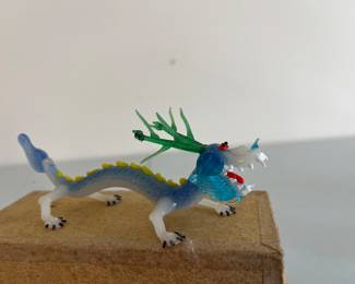 Vintage hand-blown art glass miniature Chinese dragon figurine