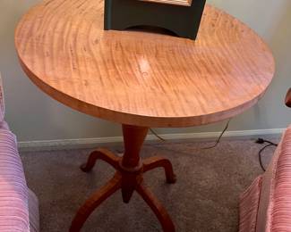 Antique Birdseye Maple Round Parlor Table