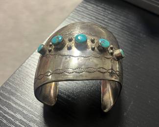 Vintage Navajo, Sterling silver Turquoise cuff