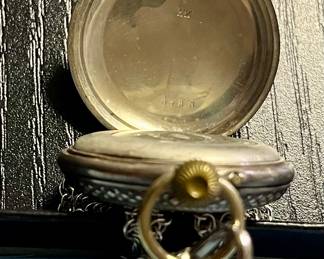 Antique Remontoir Cylindre 15 Rubios Silver Watch Locket with Sterling Silver Rope chain