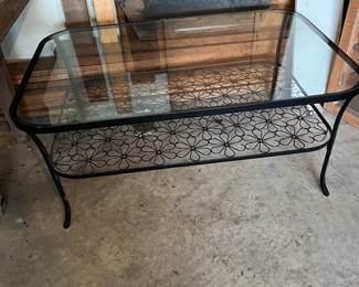 Black Metal Patio Table w/Glass top