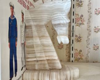 Pair of Onyx/Marble Horsehead Bookends