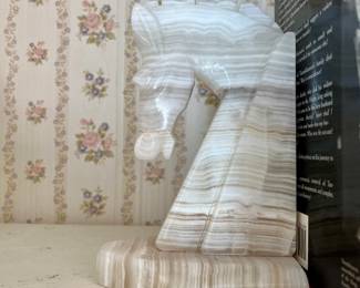 Pair of Onyx/Marble Horsehead Bookends
