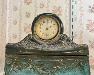 Antique Copper Clock Jewelry Box