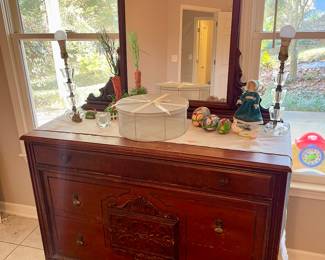 Lovely detail antique dresser with mirror