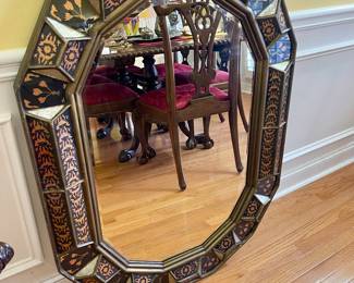 Unique vintage heavy multifaceted frame mirror