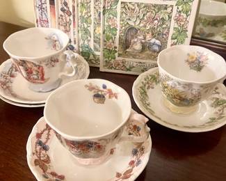 Royal Doulton Brambly Hedge cups, saucers, and books