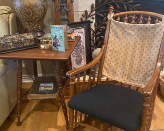 Antique rocker and table