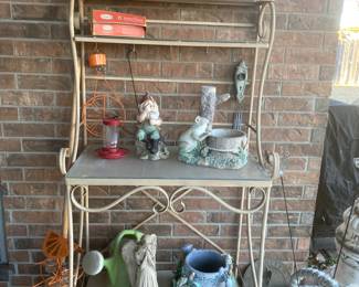 Bakers rack and outdoor decor