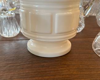 Milk glass bowl, vase