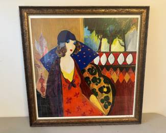 Artwork. Lady in red was bought on a cruise auction 