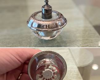 Frank M. Whiting Sterling and Glass Table Lighter