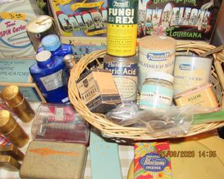 old drug store cans with contents